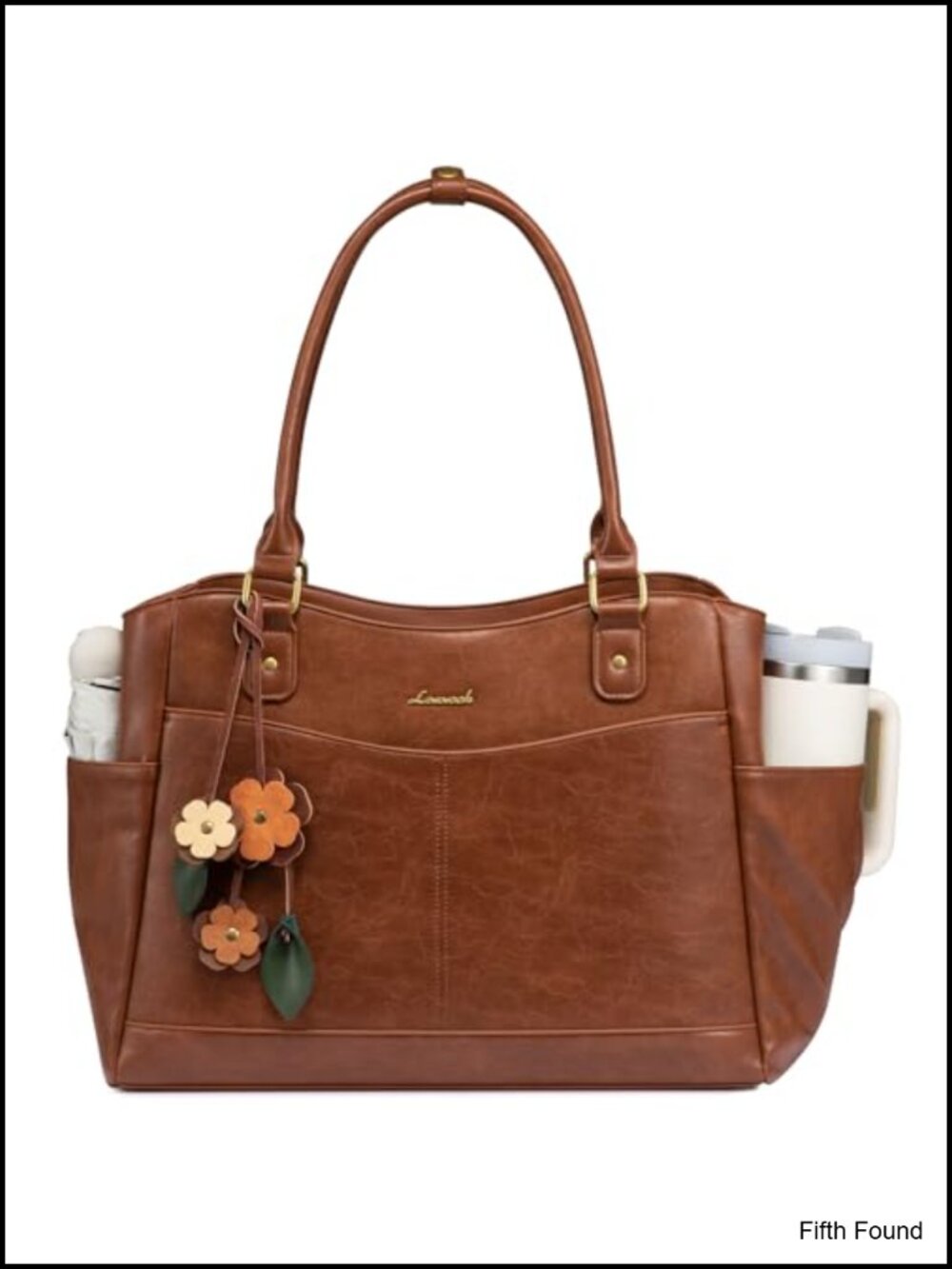 Laptop Tote Faux Leather Teacher Work Bag with Pendant